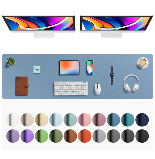 Aothia Faux Leather Desk Mat - Large Mouse Pad, Non-Slip PU Leather Blotter, Waterproof Writing