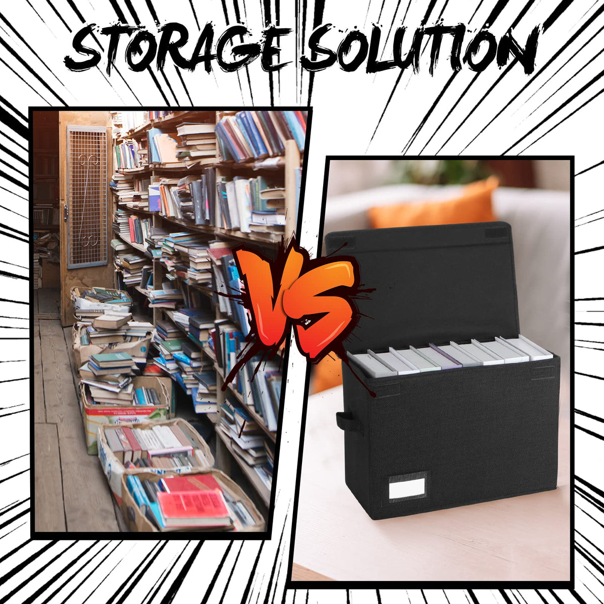Chuangdi 6 Pcs Comic Book Storage Boxes,Black