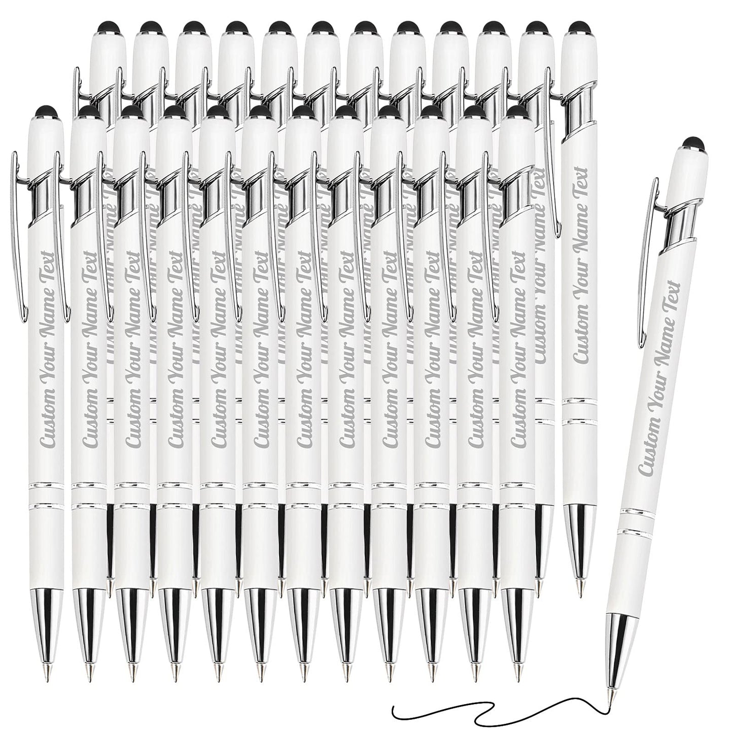 24PCS Personalized Pens Bulk with Name Free Engraving,Custom Ballpoint Pens with Stylus,Engraved