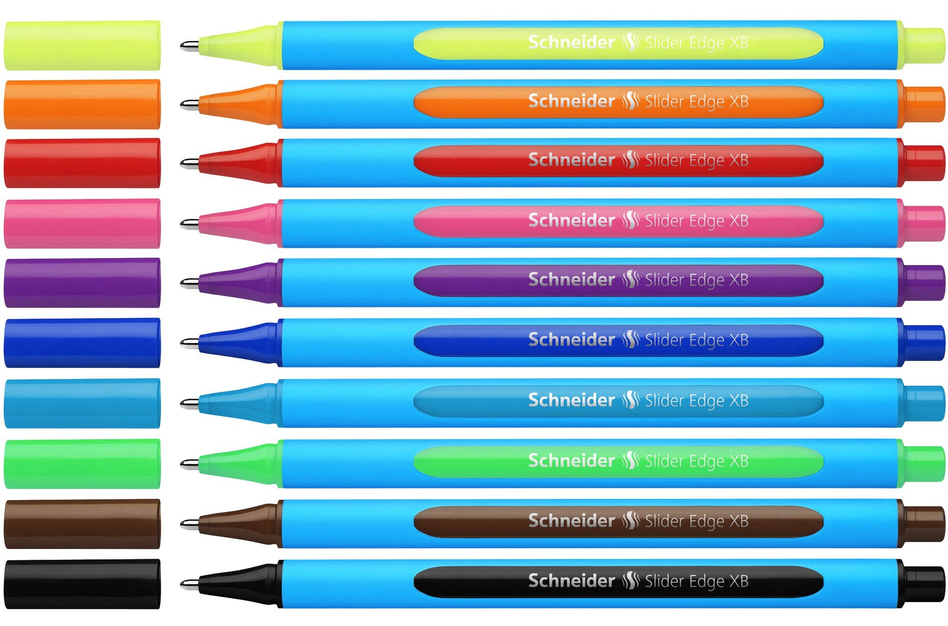 Schneider Slider Edge XB (Extra Broad) Ballpoint Pen, 1.4 mm, Light Blue Barrel, Assorted Ink