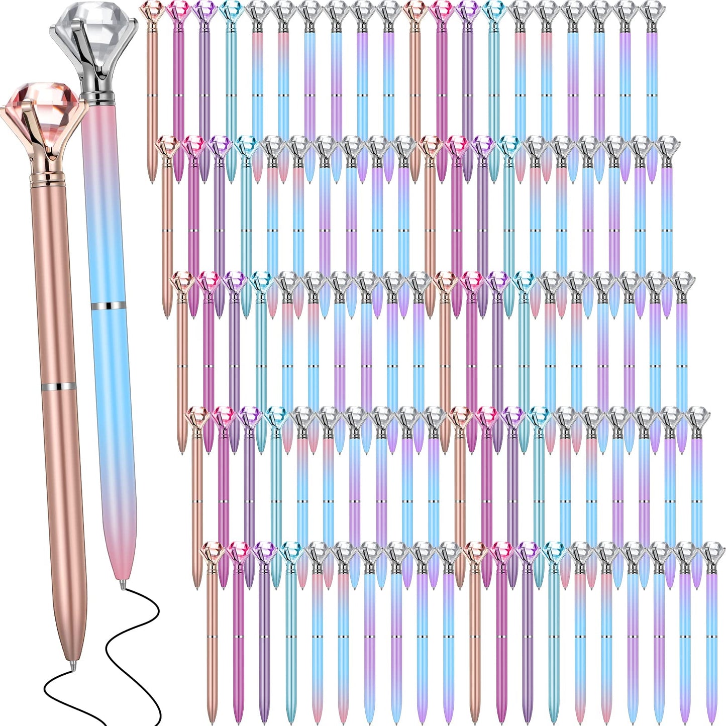 Sherr 100 Pack Crystal Diamond Pens Jewel pen Bulk, Fresh, Simple