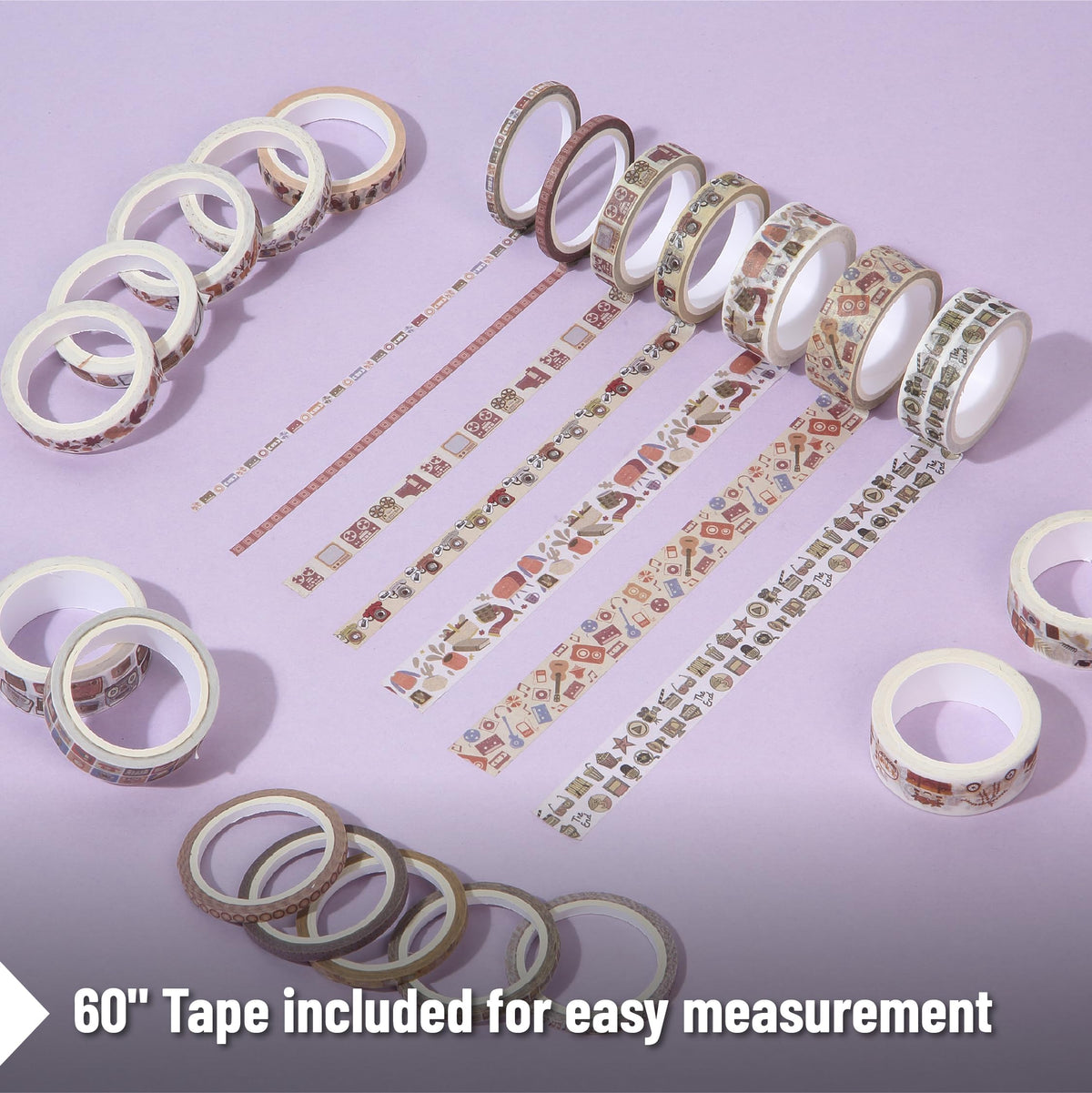 Mr. Pen- Washi Tape Set, 21 Rolls, Assorted Sizes, 5 Yards/Roll