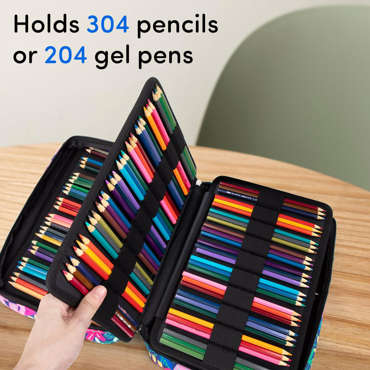 YOUSHARES 300 Slots Color Pencil Case - Pen Case Organizer with Handy Wrap & Zipper, Multilayer