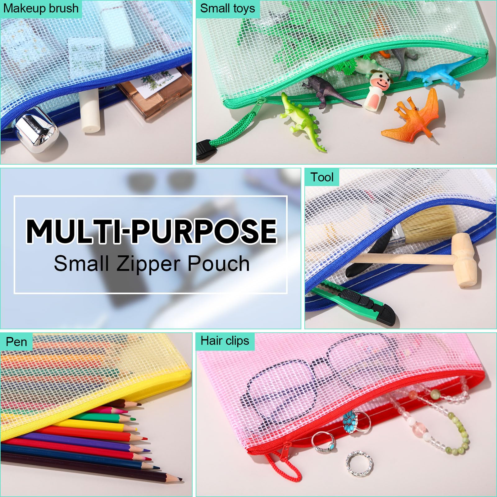 Harloon 150 Pack Clear Pencil Pouches Bulk, 9.5'' x 4.5'',5 Colors