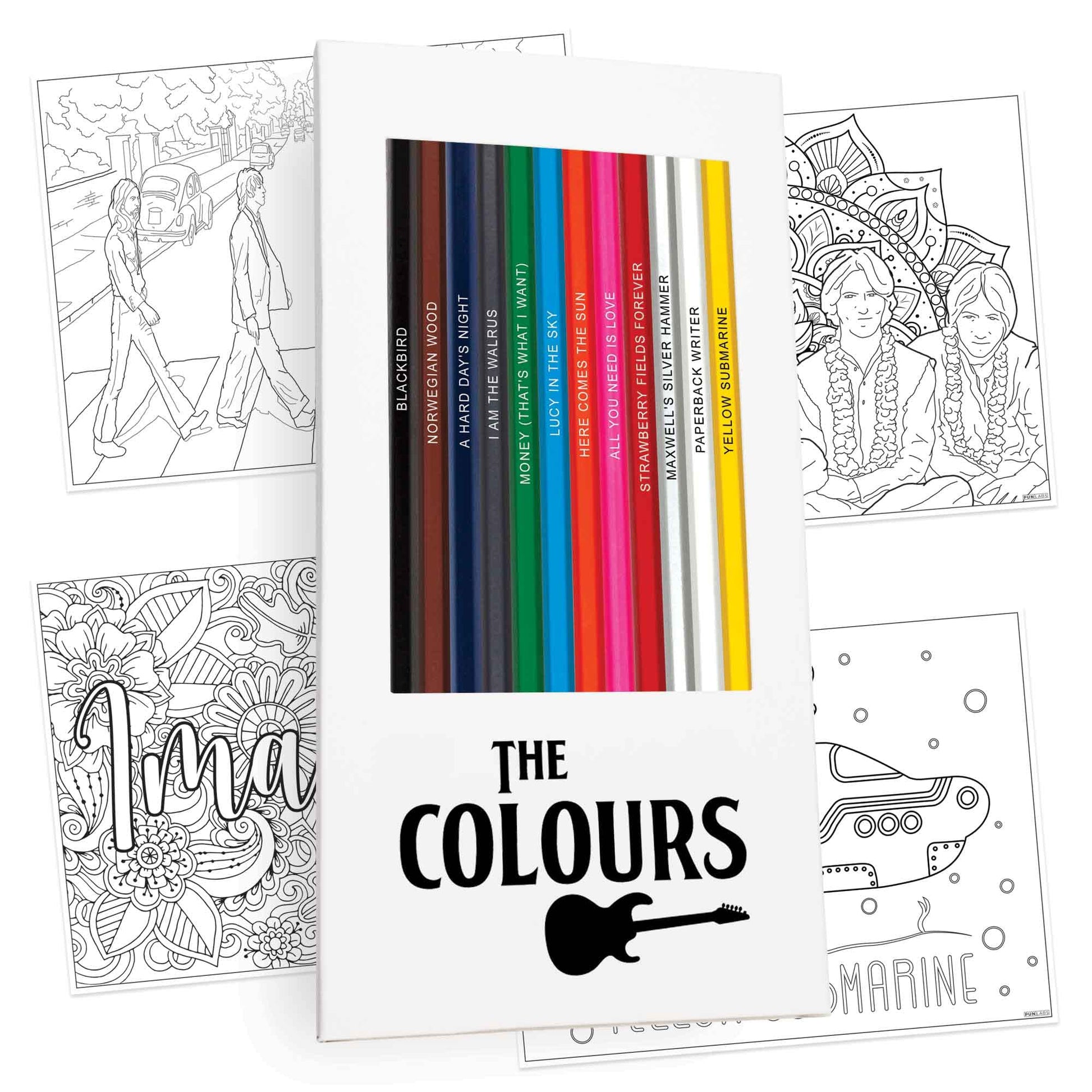Pun Labs Timeless Music Art Set, 12 Pencils with 10 Fun Coloring Pages