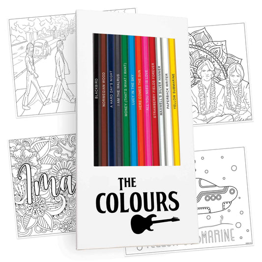 Pun Labs Timeless Music Art Set, 12 Pencils with 10 Fun Coloring Pages