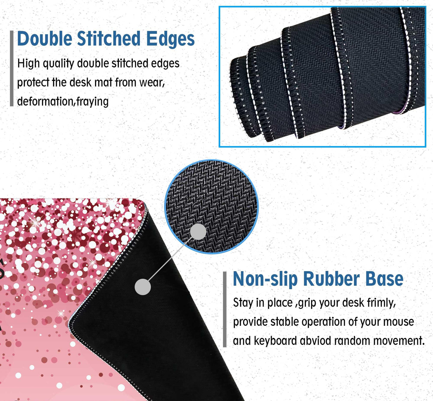 Large Desk Mat Extended Mouse Pad, Pink Cute Mousepad Desk Pad,Waterproof Durable Non-Slip Rubber