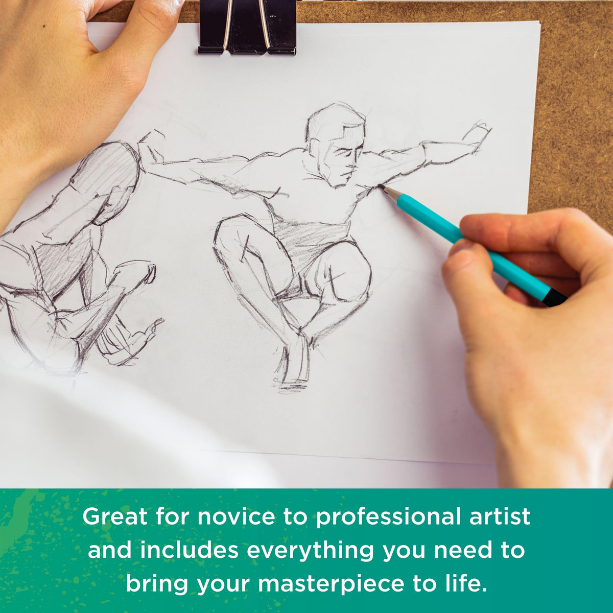 Norberg & Linden XL Drawing Set - Sketching, Graphite and Charcoal Pencils. Includes 100 Page