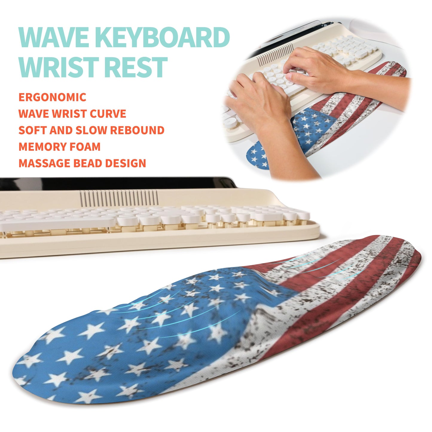 KUOSGM 2-in-1 Ergonomic Set, Wave Rise Keyboard Wrist Rest and Massage Bulge Slope Mouse Pad Wrist