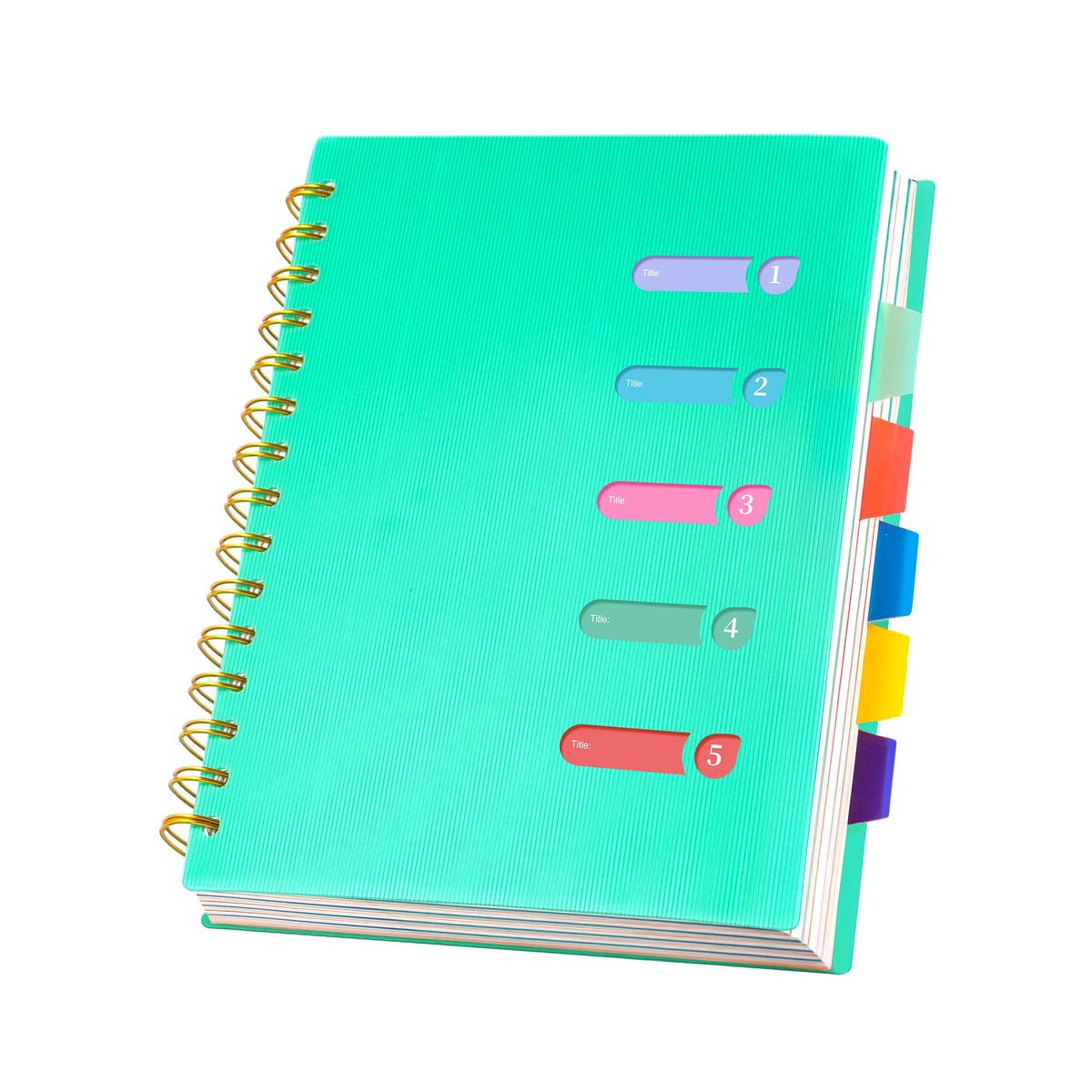 5 Subject Notebook College Ruled Spiral Notebook 5x7 with Removable Divider