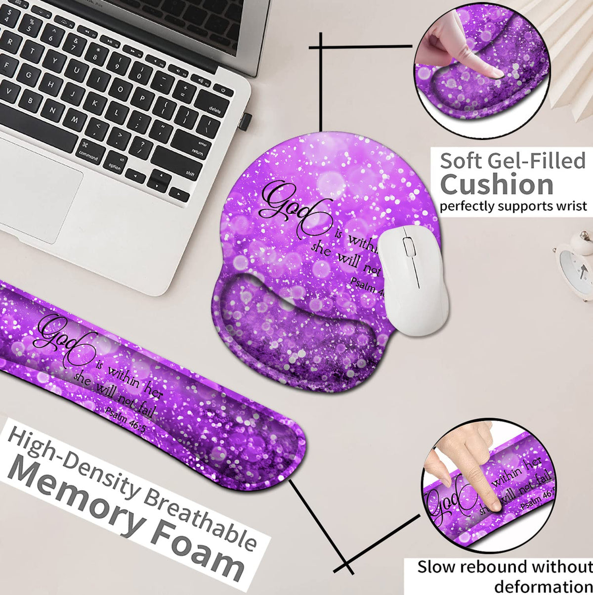 Mouse Pad with Wrist Support, Ergonomic Gel Mouse Pad Memory Foam Keyboard Wrist Rest, Suitable