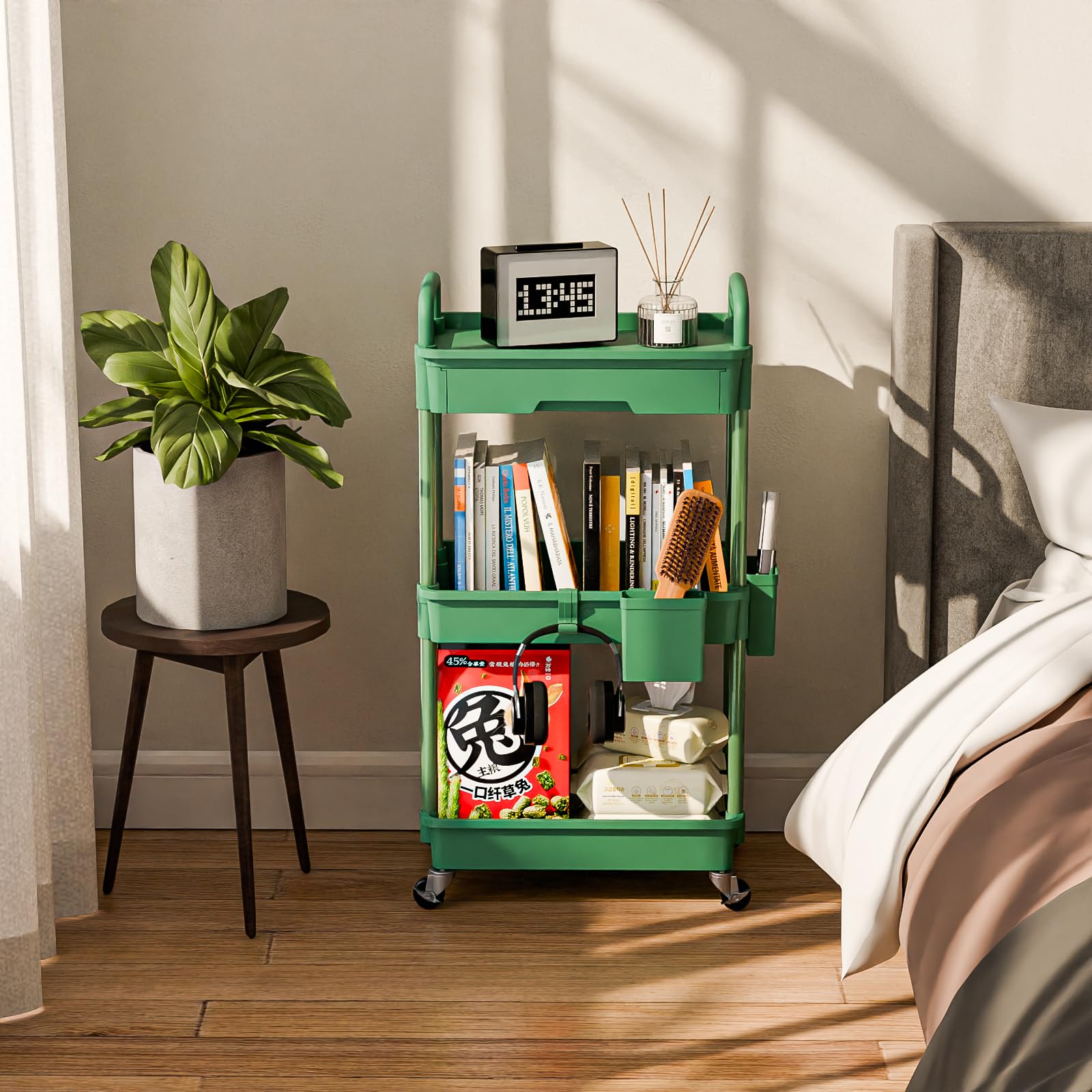 Sorgion 3 Tier Rolling Cart Organizer,Laundry Room Bathroom Organizers and Storage Office Shelves