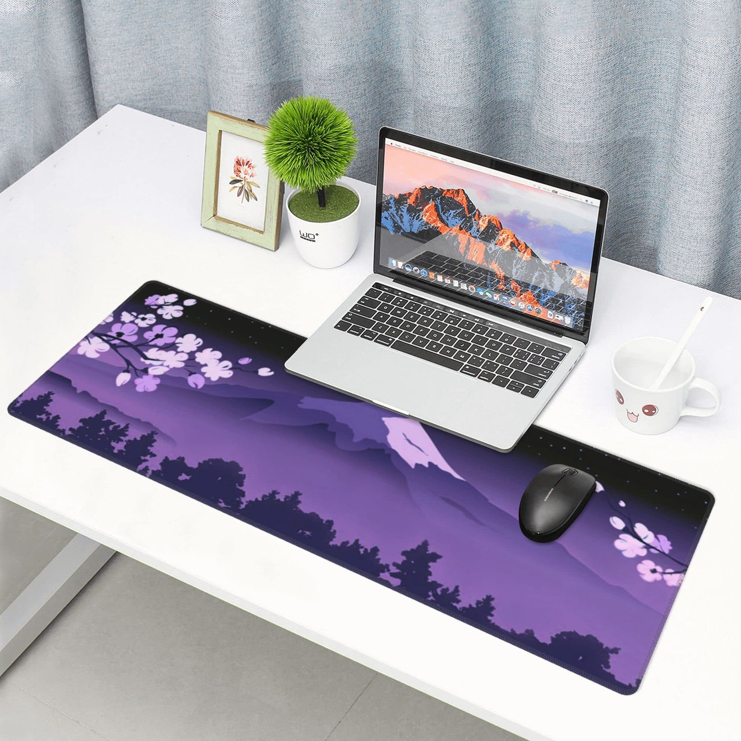 Purple Japanese Fuji Cherry Blossom Large Mouse Pad XL Extended Gaming Mouse Pad Mat Desk Pad with