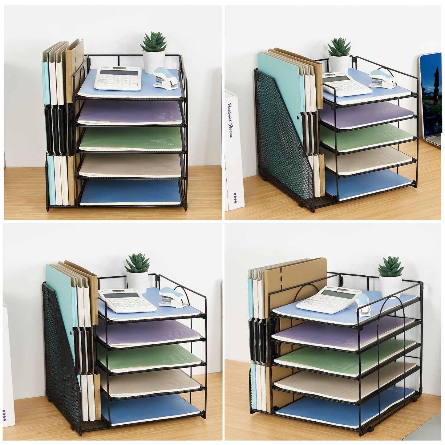 LEKETREE Desk Organizers and Accessories, 5-Tier Paper Letter Tray Organizer with File Holder