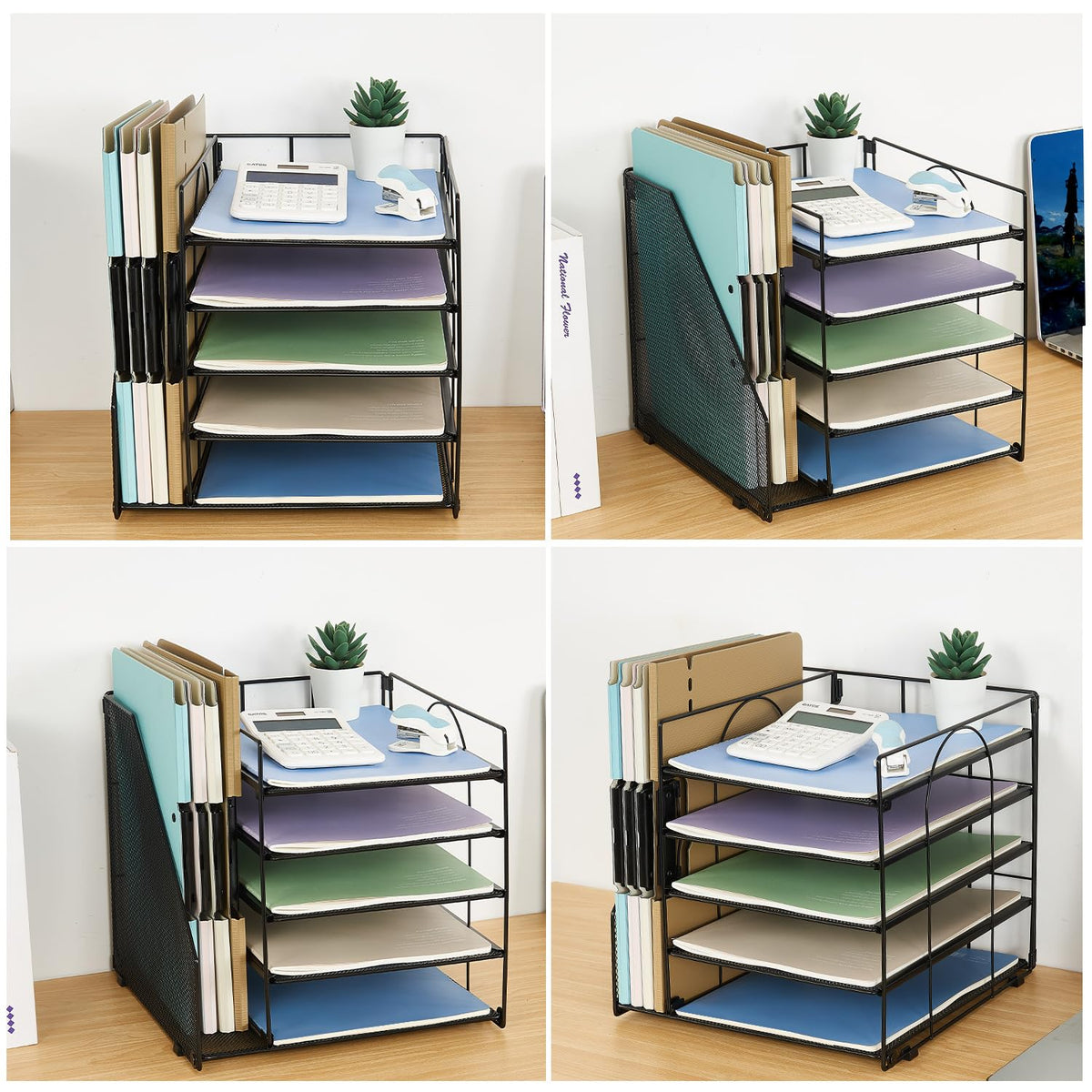 LEKETREE Desk Organizers and Accessories, 5-Tier Paper Letter Tray Organizer with File Holder