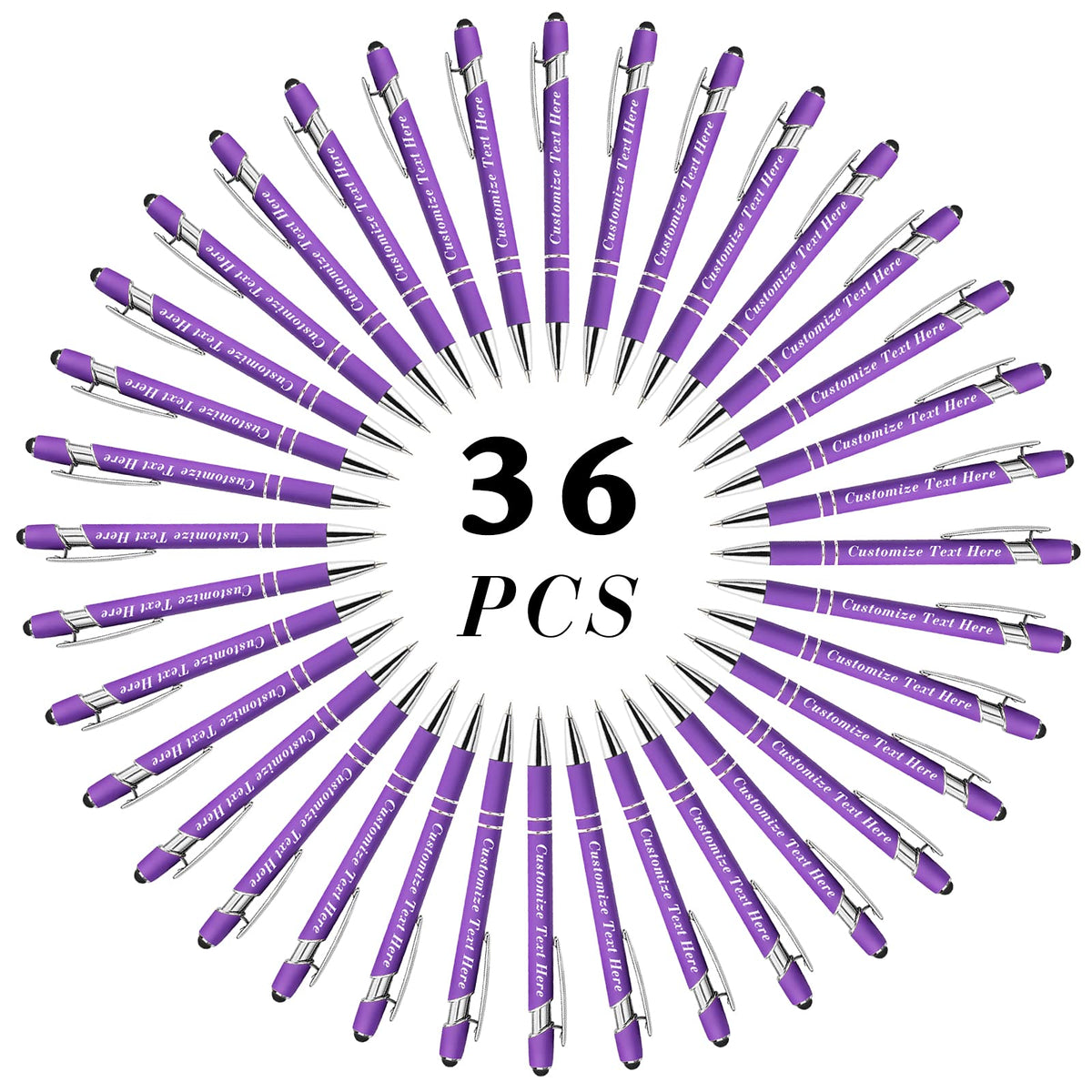 Personalized Pens Bulk with Stylus Tip 36 Pcs Custom Engraving Ballpoint Pens with Name Message