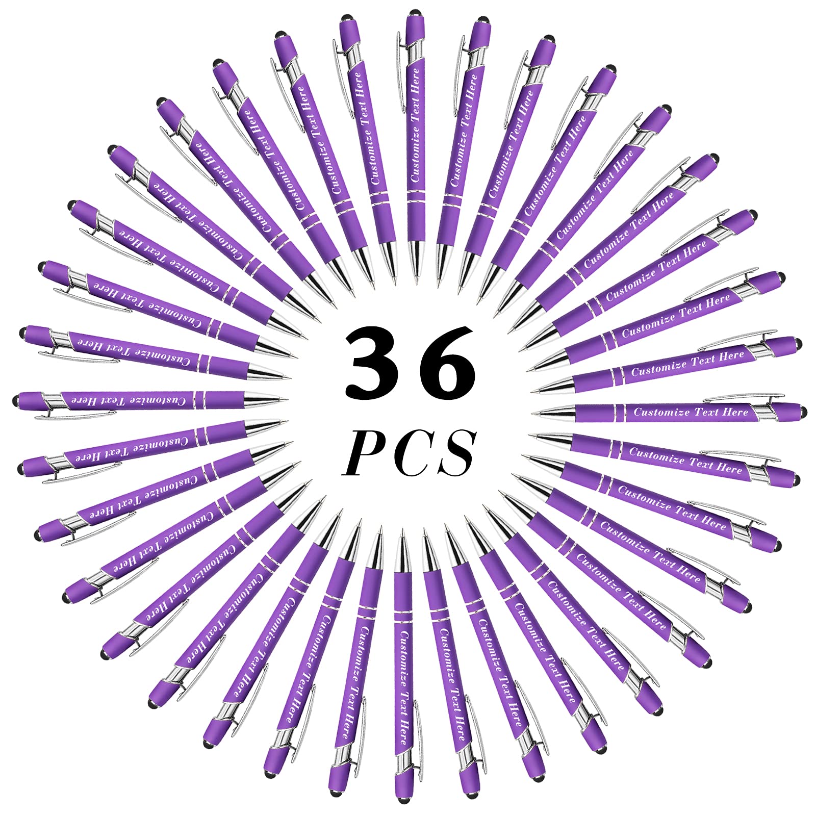 Personalized Pens Bulk with Stylus Tip 36 Pcs Custom Engraving Ballpoint Pens with Name Message