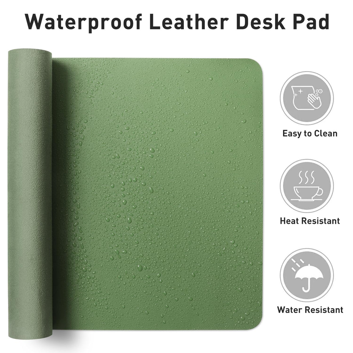 Aothia Faux Leather Desk Mat - Non-Slip PU Leather Desk Blotter, Waterproof Writing Surface, Large