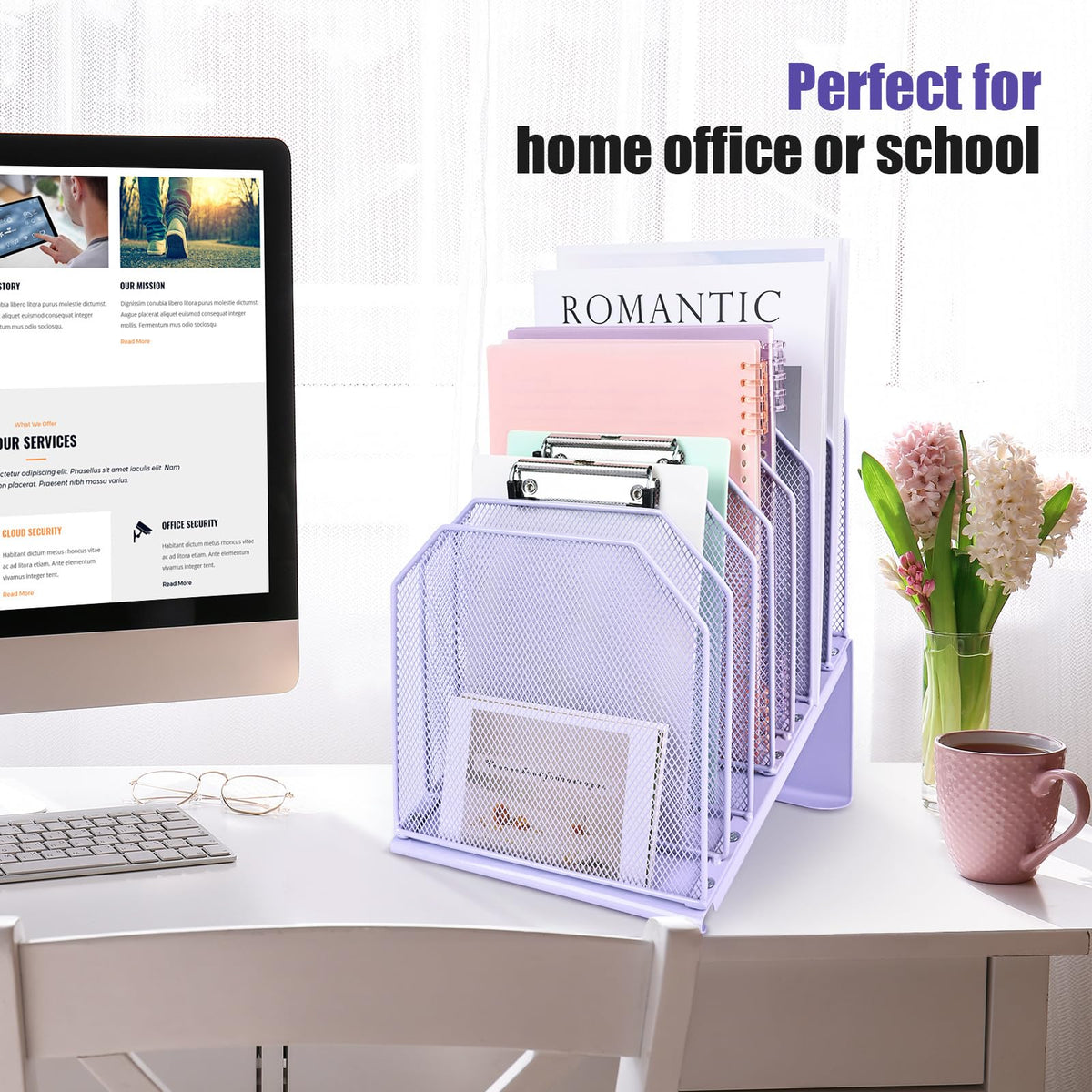 SUMMORO Inclined File Organizer for Desk, 7-Section Vertical File Holder