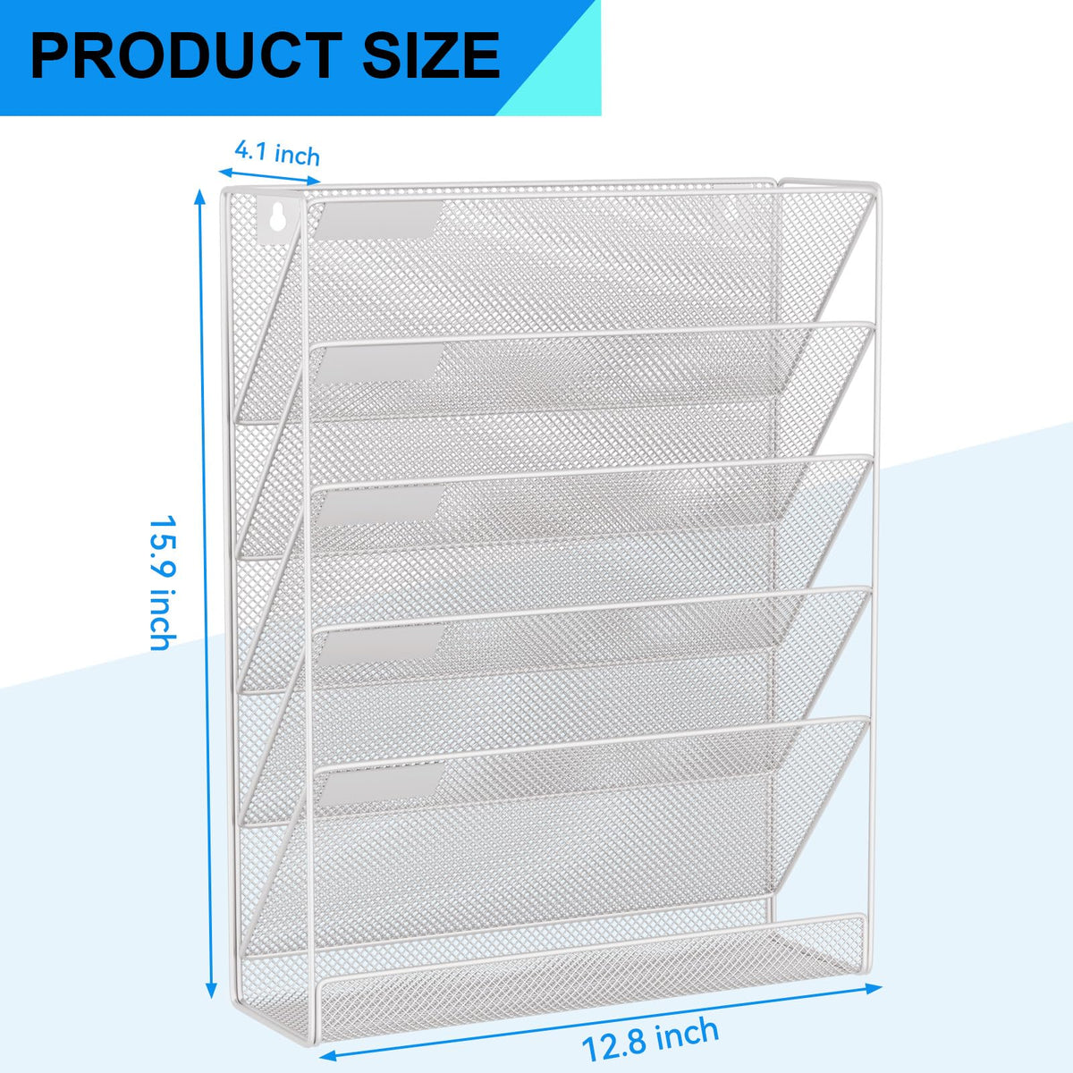 GDINDINFAN Wall File Organizer Holder Mesh Hanging Paper Document Holder, Vertical 6 Pocket Tier