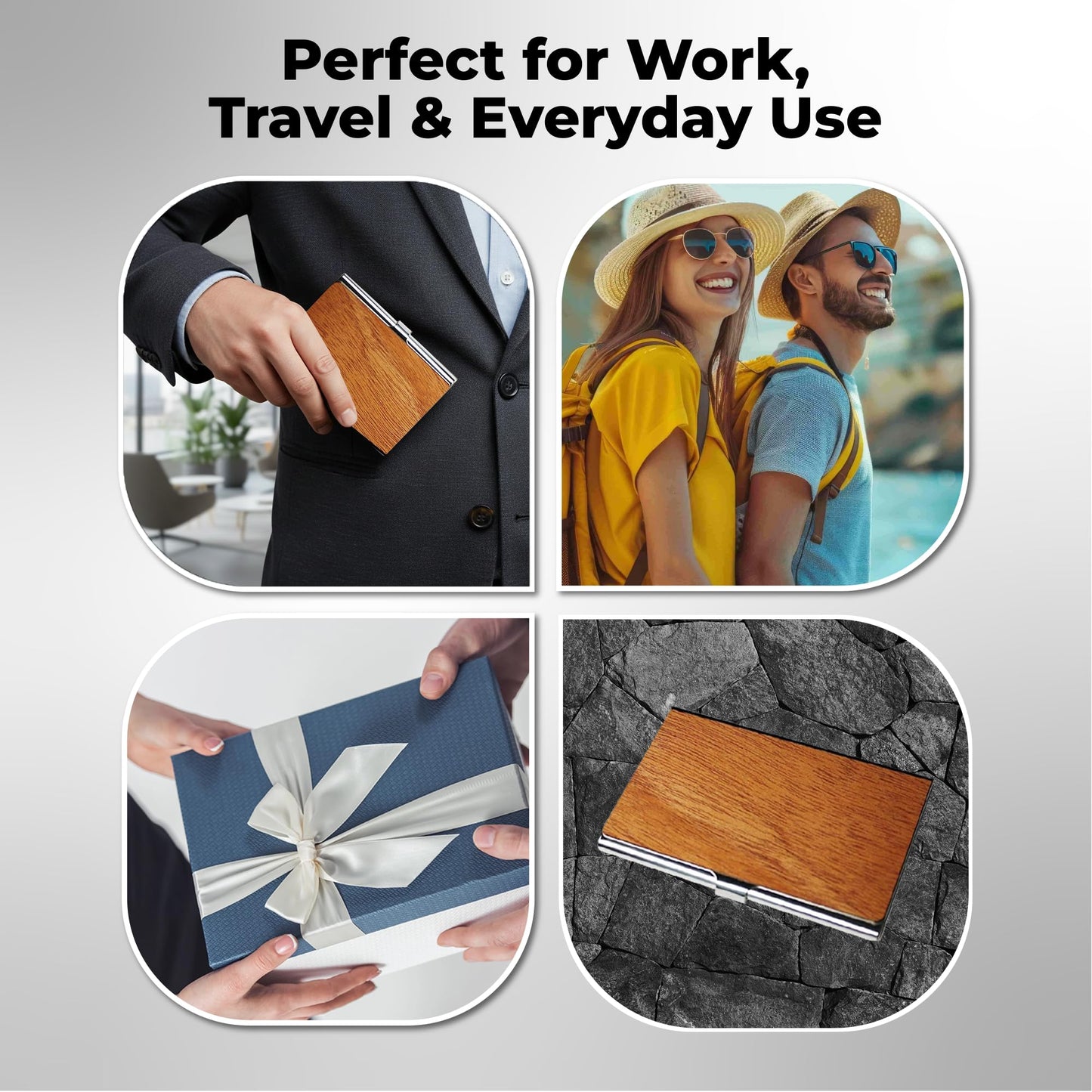 WUDN Handcrafted Business Card Holder Wallet For Men and Women | Holds Up to 20-25 B-Cards or 8-10