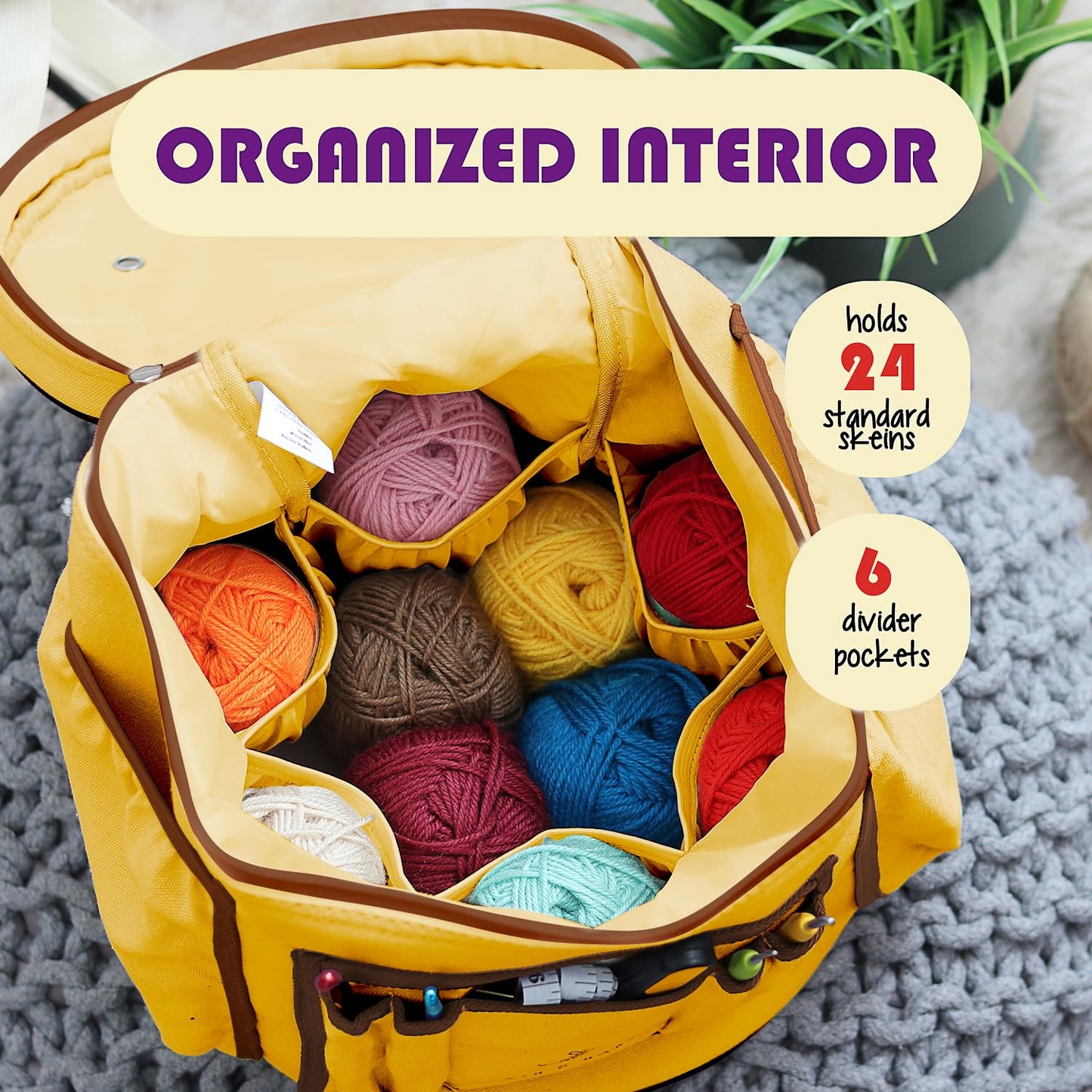 Hearth & Harbor Crochet Bag Organizer – Durable Knitting Bag, Yarn Organizer for Accessories and