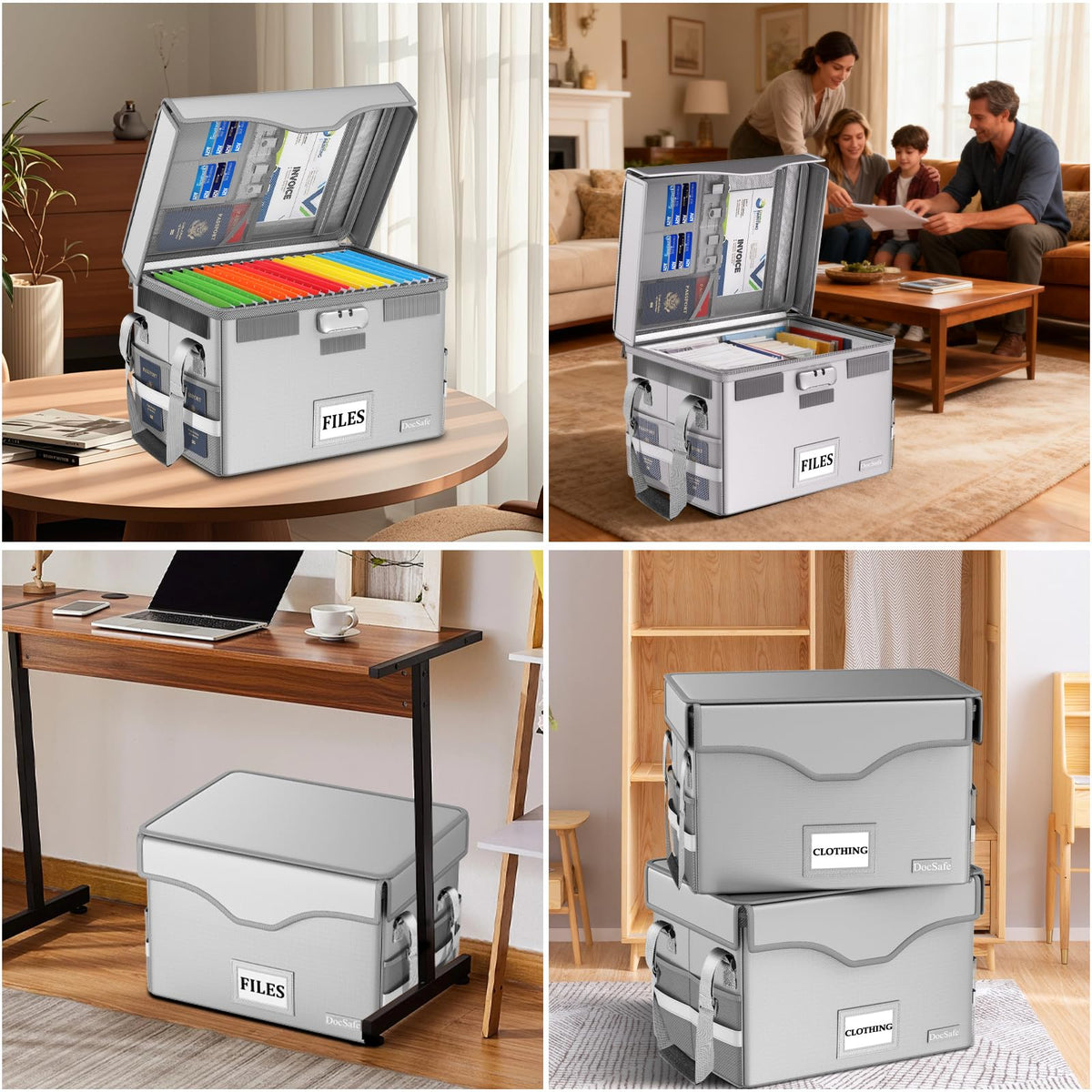 DocSafe 5200°F Fireproof Document Box with Lock,Heat Insulated File Organizer Storage with