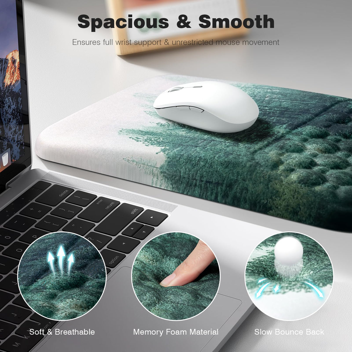Ospelelf Mousepad with Wrist Rest Ergonomic Computer Comfortable Pain Relief Mouse Pad Wrist
