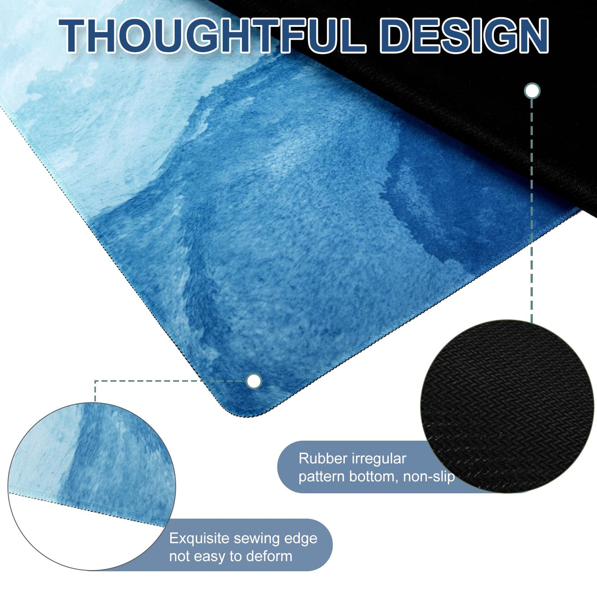 L-SPOUTTO Blue Desk Mat Gaming Mouse Pad 35.4x15.7in XXL Large Mouse Pad