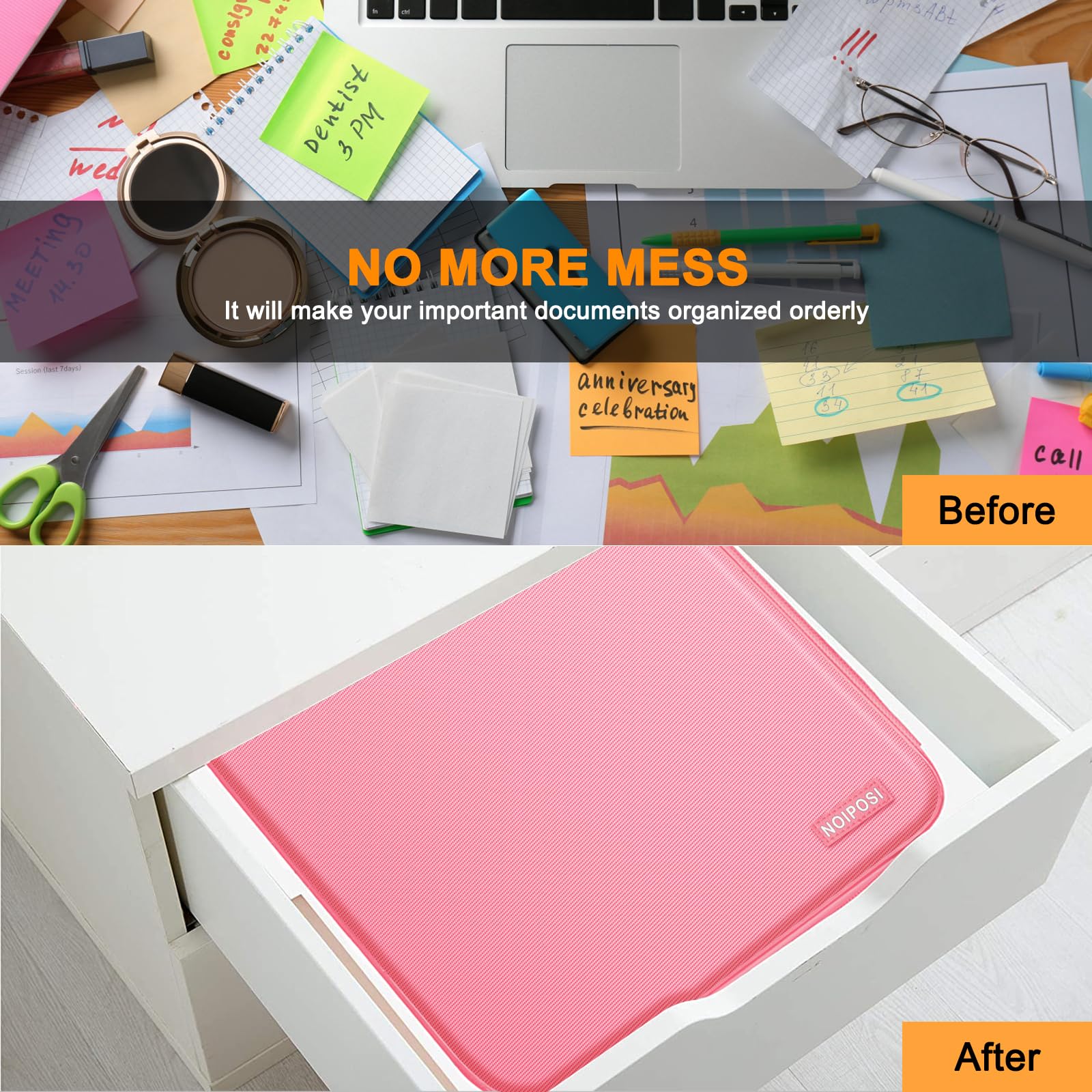 Noiposi 5200℉ Fireproof Document Box with Lock 8 Layers Water Resistant