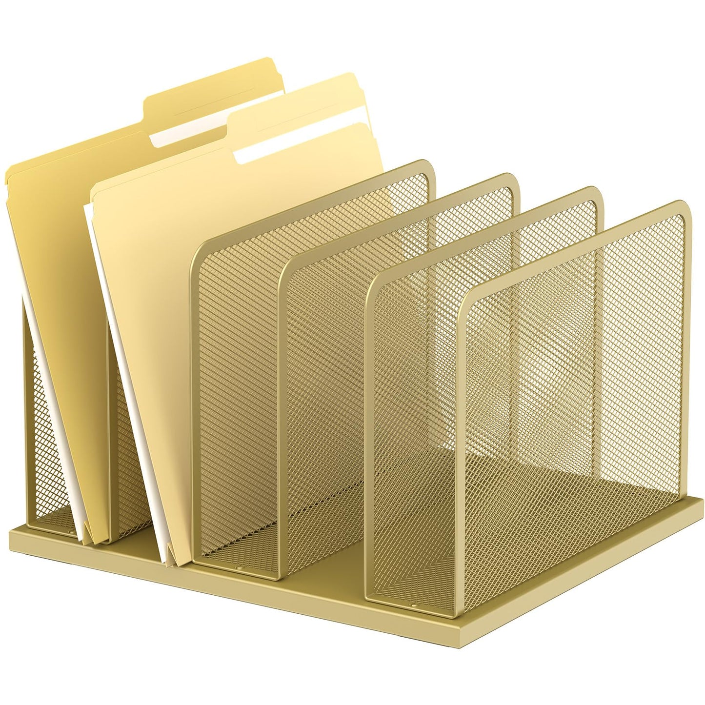 Kuntine.B 5-Section Upright Desk File Organizer Gold 1 Pack
