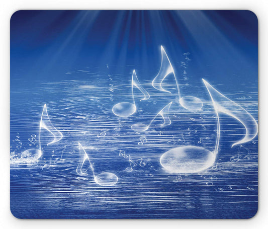 Ambesonne Music Mouse Pad, Water Musical Notes Bubbles Dancing Waves Fantasy More Than Real Theme