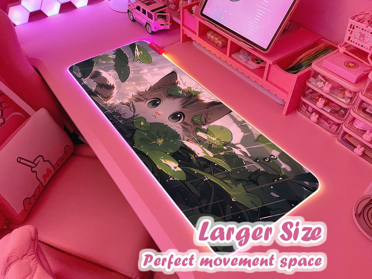 JMIYAV Pink RGB Gaming Mouse Pad 31.5x12 Inch PC XL Large Extended Glowing Led Light Up Desk Pad