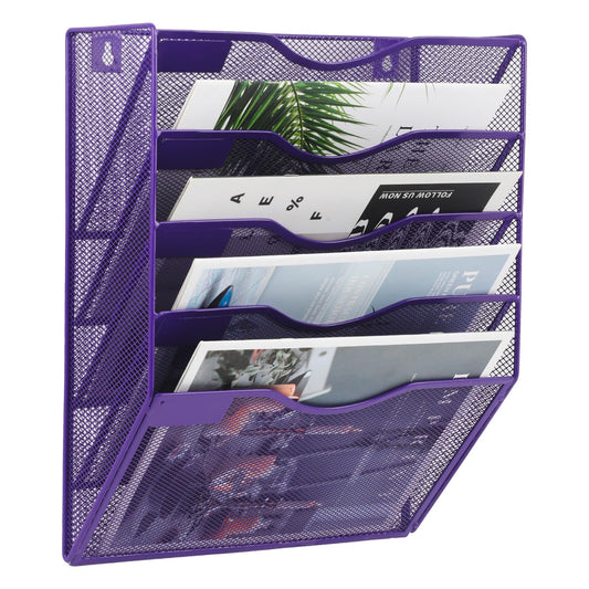 EASEPRES 5 Pocket Mesh Hanging Wall File Organizer, Wall Mounted Mail Paper Document Folder Holder