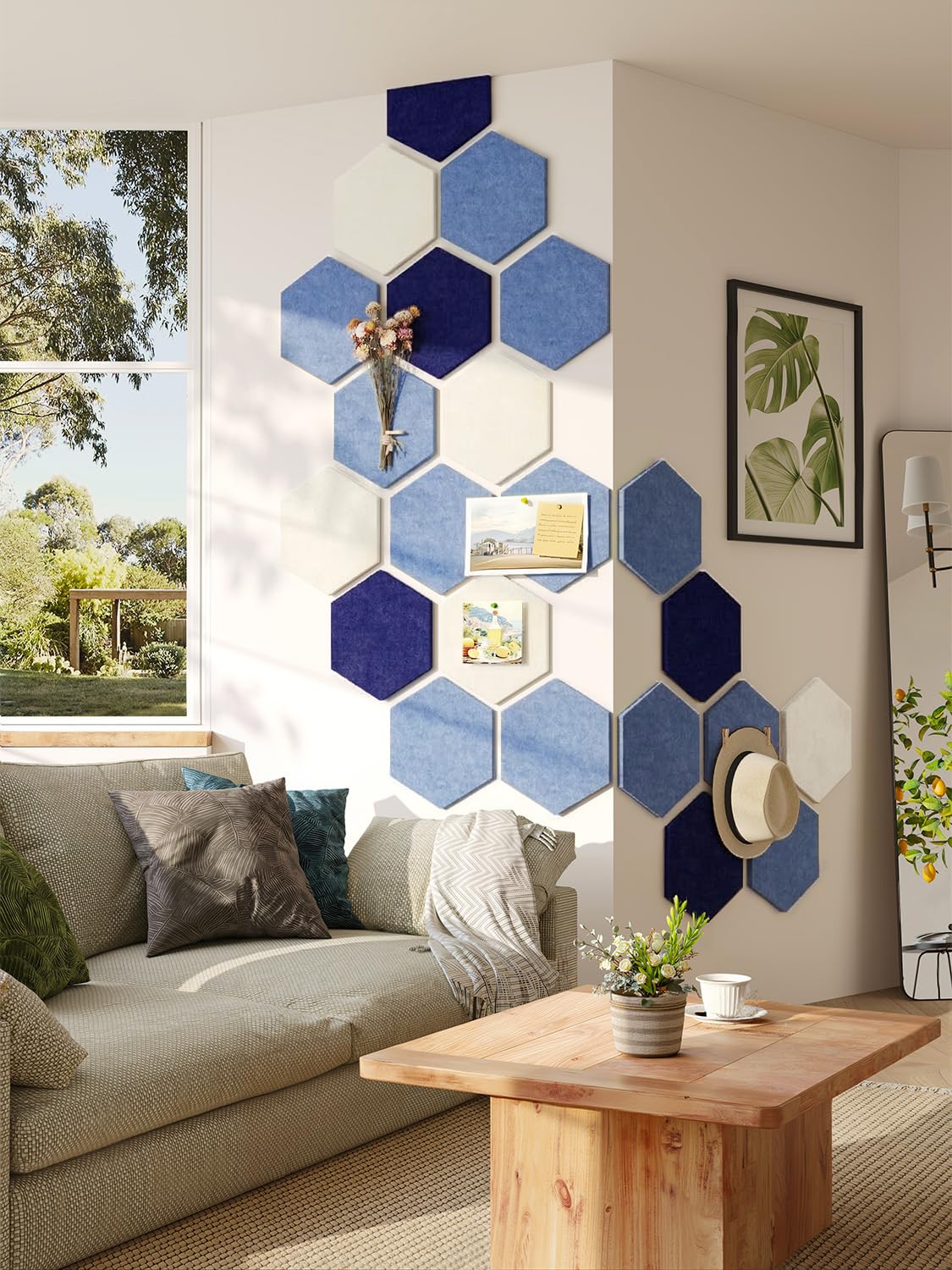 Uoisaiko 8-Pack Hexagon Felt Bulletin Board Tiles, Cork Board Alternative