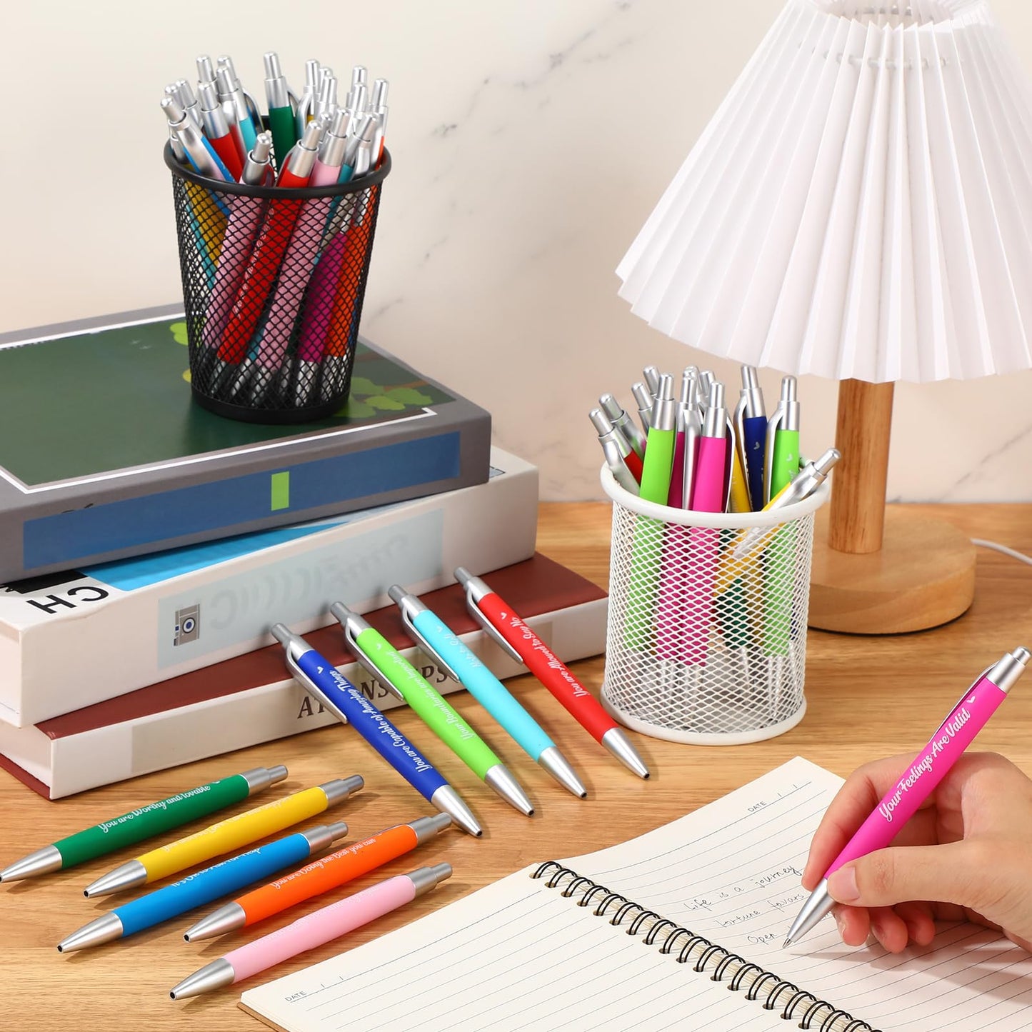 Yeaqee 100 Pcs Motivational Pens, Multicolored, Mental Health Reminders