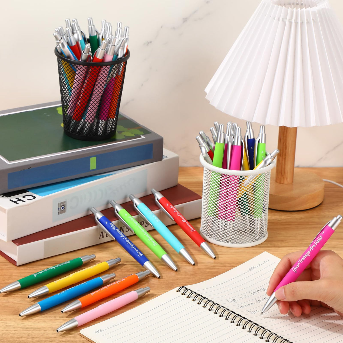 Yeaqee 100 Pcs Motivational Pens, Multicolored, Mental Health Reminders