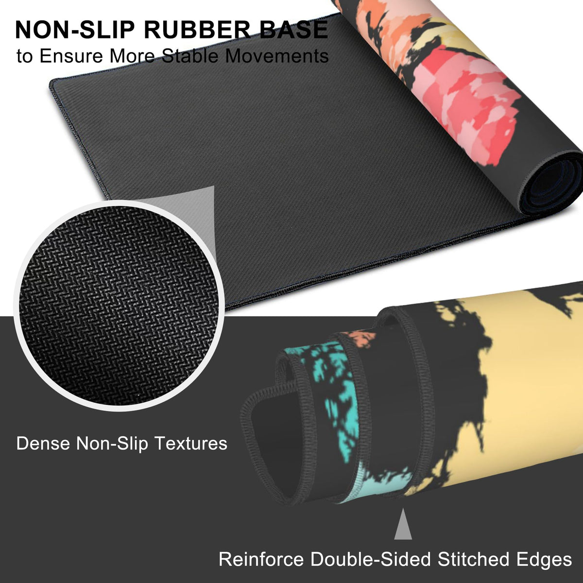 Mouse Pad, Large Colorful World Political Map Desk Mat, Extended Non-Slip Gaming Keyboard Mousepad