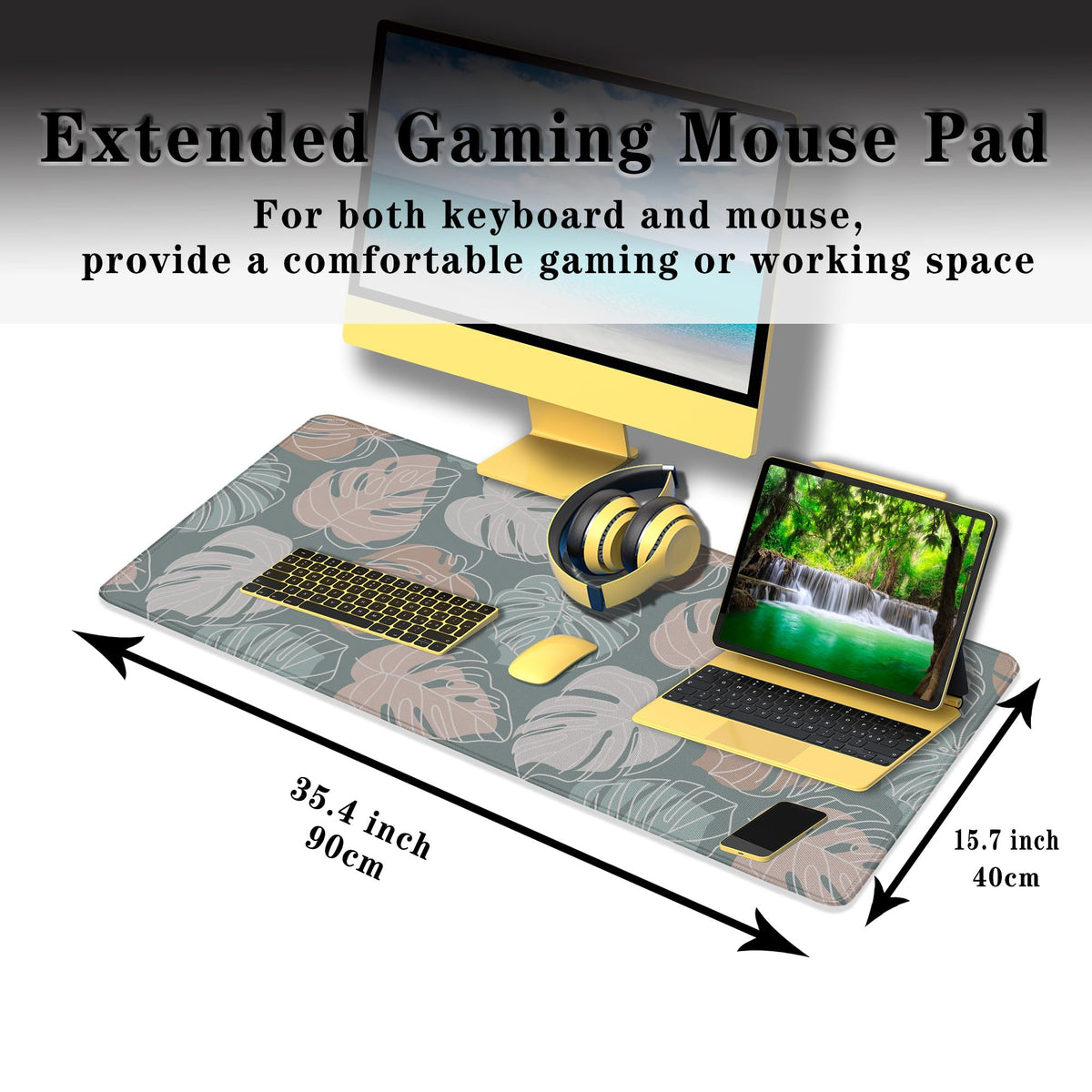Samgula Large Desk Mat Green, Gaming Mouse Pads Office Desk Pad, Keyboard Desk Mat Non-Slip Rubber
