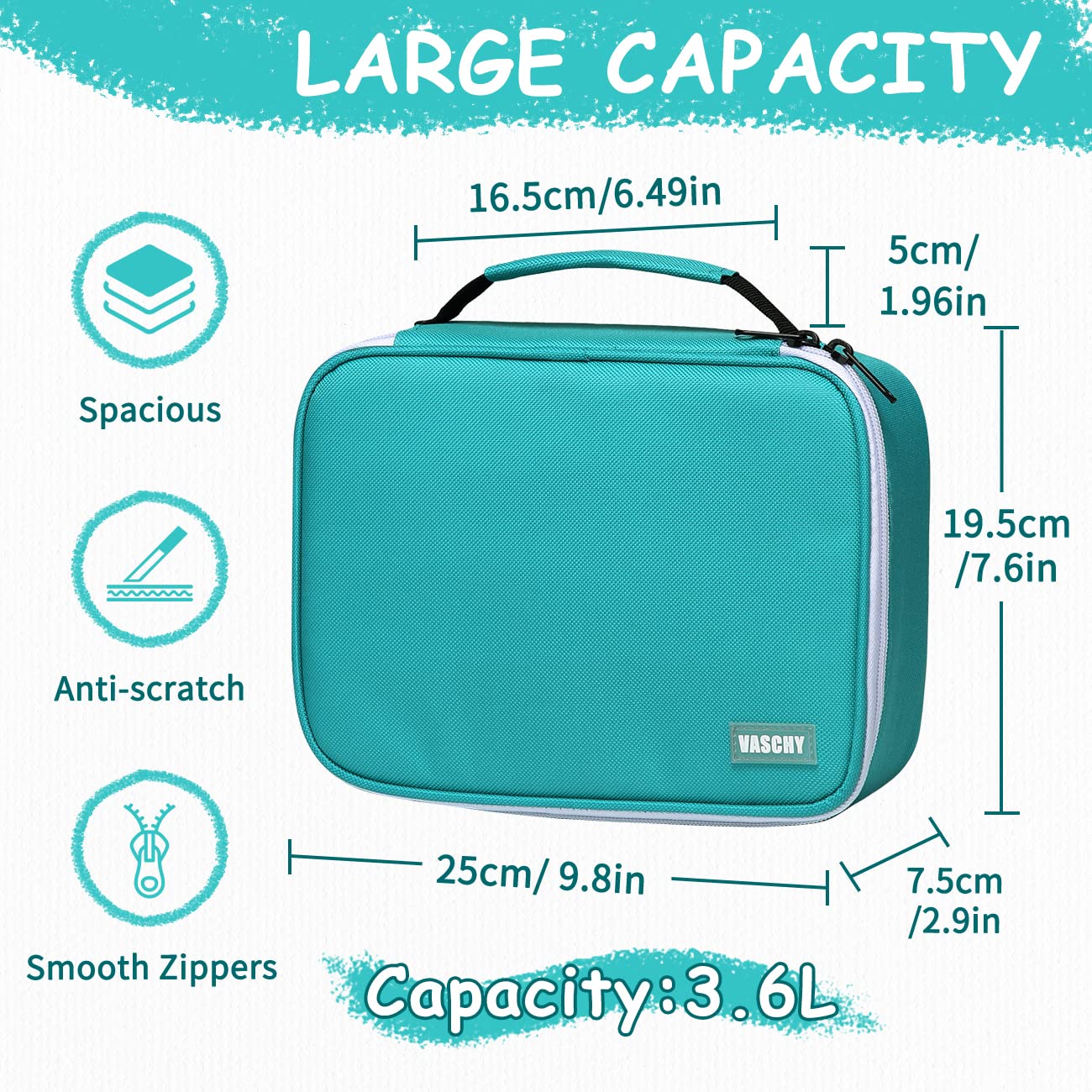 VASCHY Large Pencil Case, Art Color Pencils Pouch with Detachable Layers Multiple Zip Pockets for