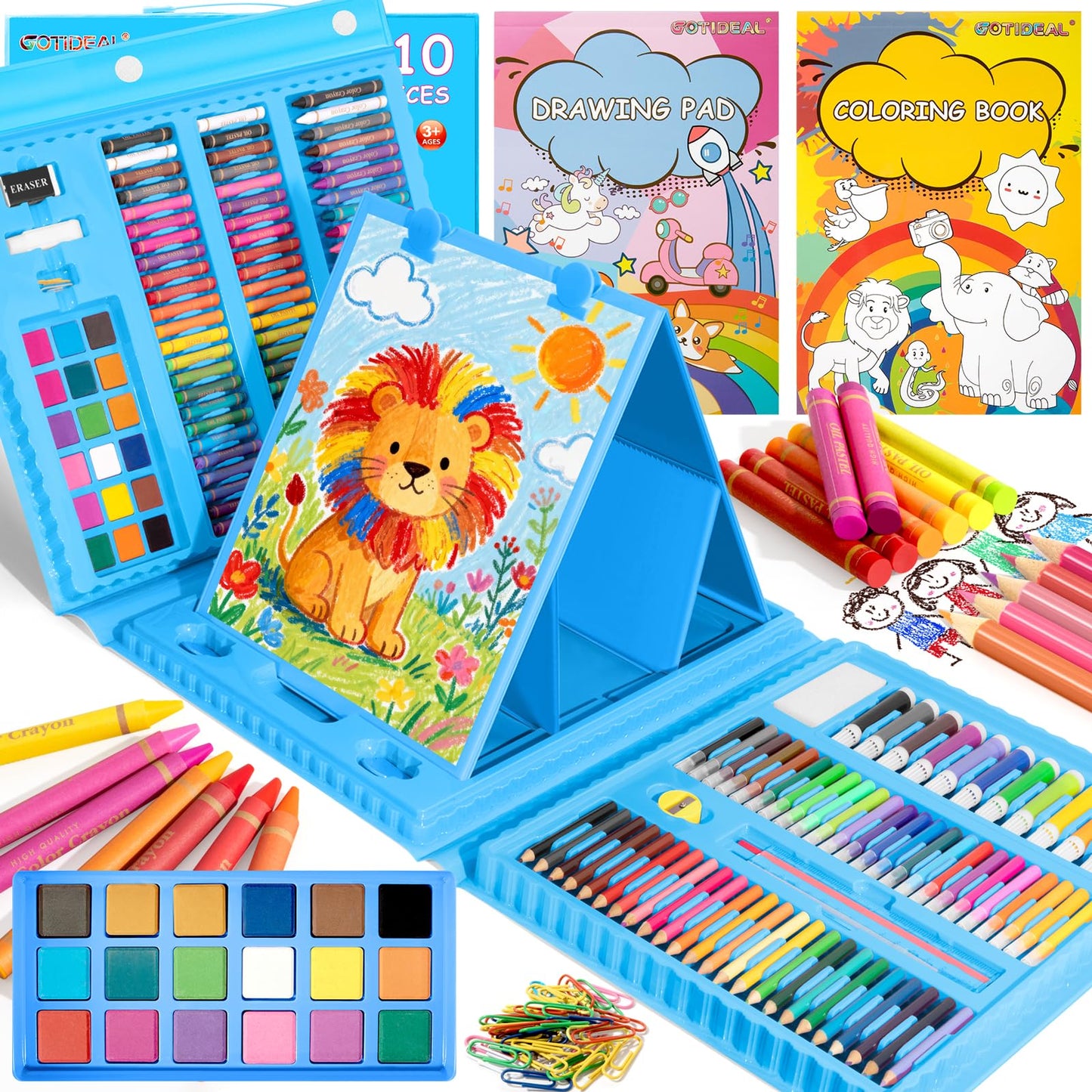GOTIDEAL Kids Art Set,Art Supplies for Kids,210 PCS Art Kit,Blue