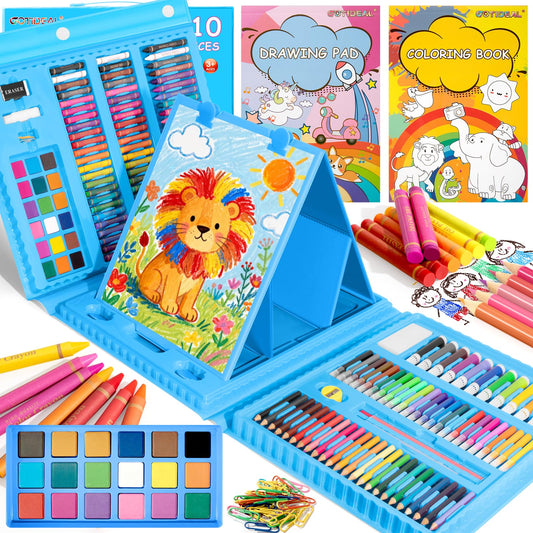 GOTIDEAL Kids Art Set,Art Supplies for Kids,210 PCS Art Kit,Blue