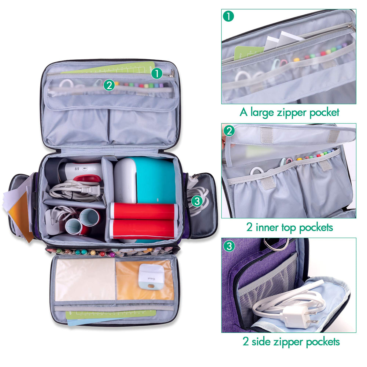 LUXJA Carrying Case Compatible with Cricut Joy and Easy Press Mini, Purple