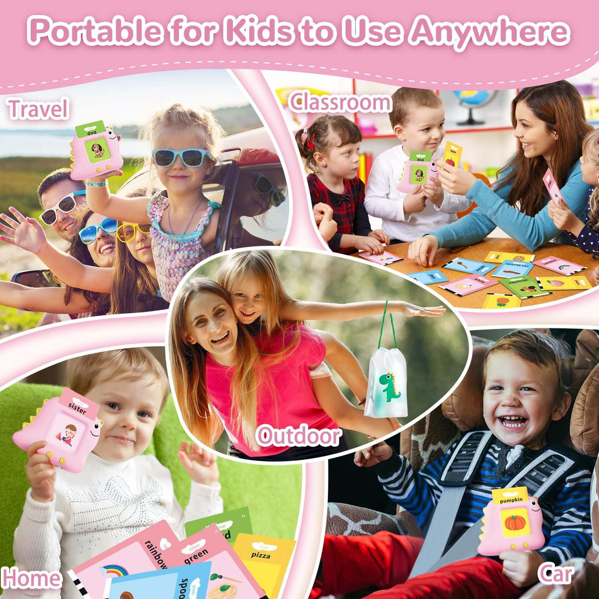 Talking Flash Cards with 510 Sight Words, Girls Toys for 2-4 Years (Pink)