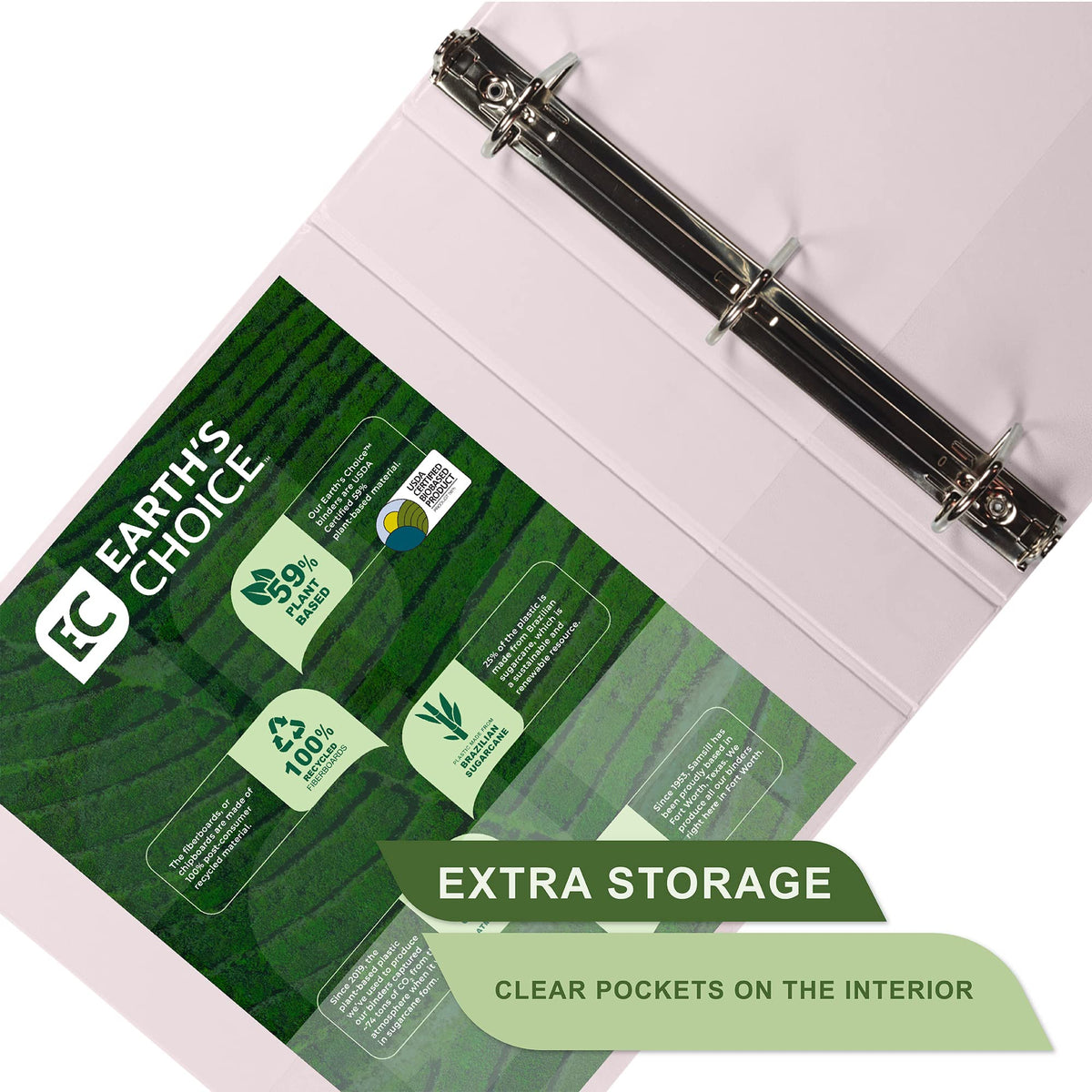 Samsill Plant-Based 1.5 Inch Durable D-Ring, View Binder, Eco-Friendly, USDA Certified Biobased, 2