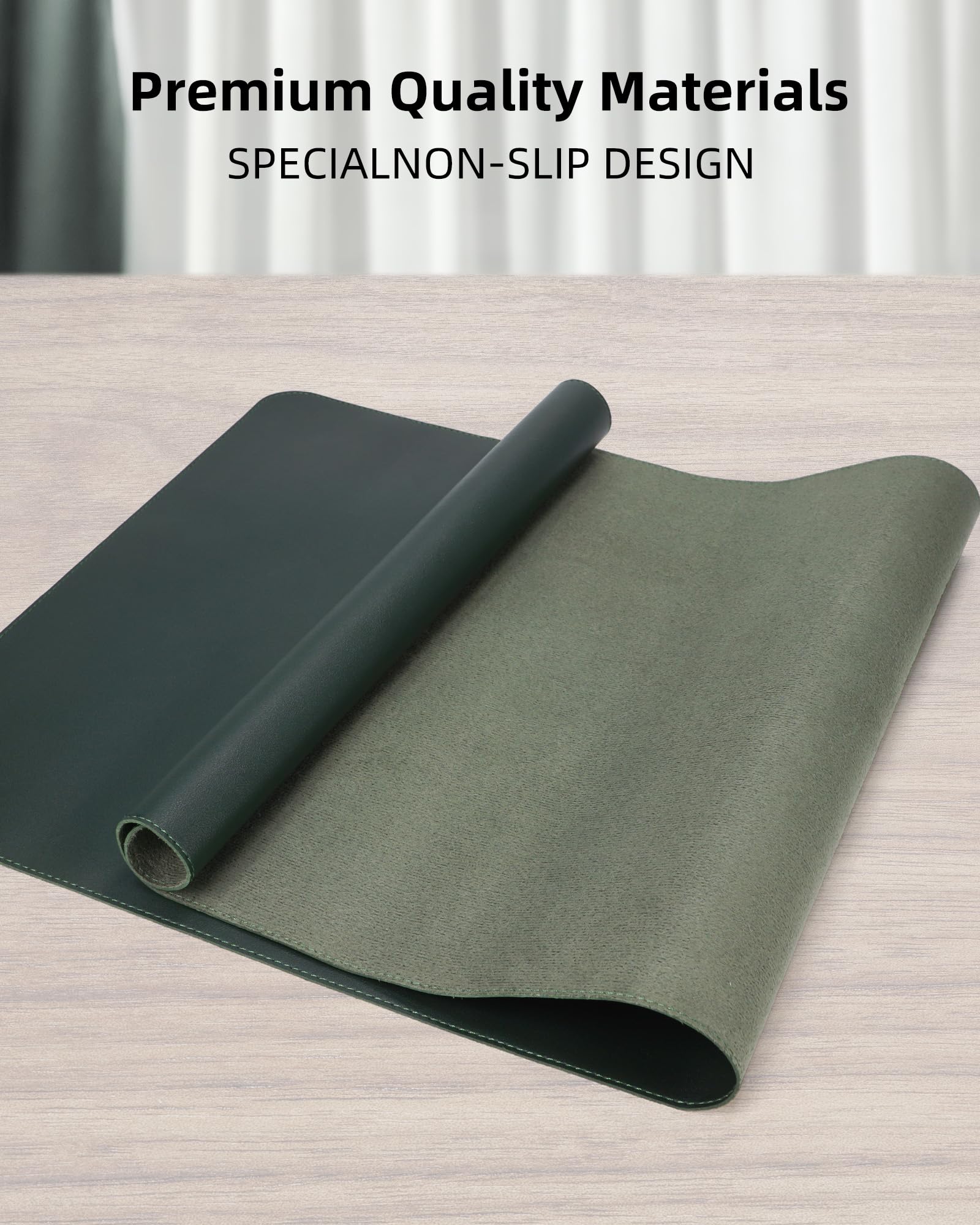Leather Desk Pad Protector - 48" x 17" Non-Slip PU Leather Large Mouse Pad, Waterproof Desk Blotter