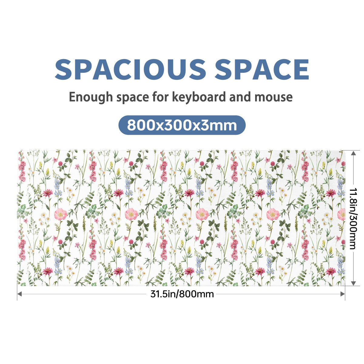 White Kawaii Flower Mouse Pad Large Desk Mat Extended Keyboard Mouse Pad Cute Mousepad with
