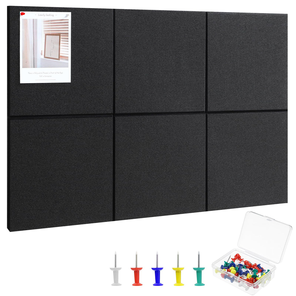 Large Cork Board 36" x 24", 6 Pack Felt Bulletin Board, Pin Boards