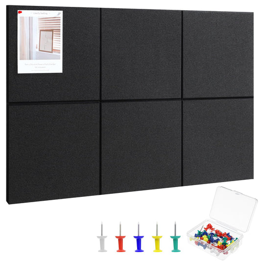 Large Cork Board 36" x 24", 6 Pack Felt Bulletin Board, Pin Boards