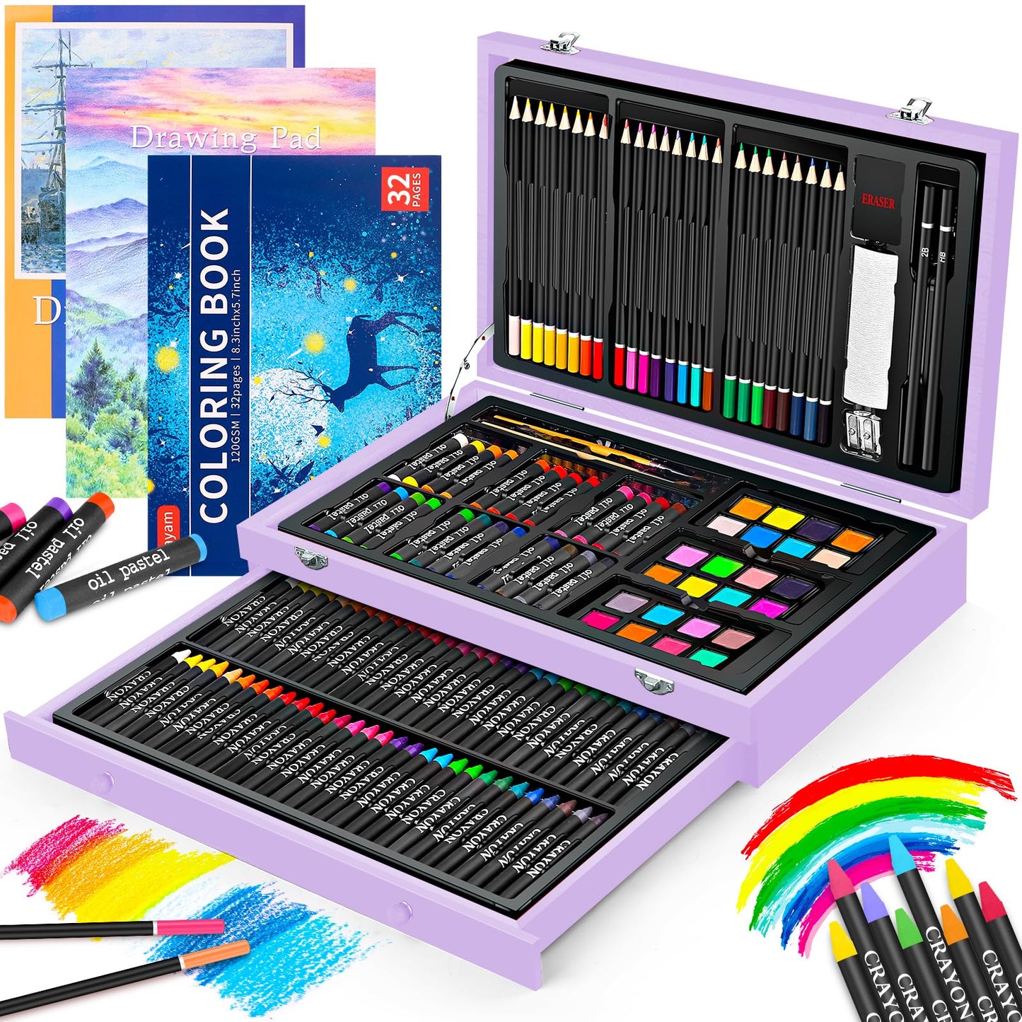 iBayam Art Case (150 pcs), Coloring Painting Art Kit, Travel Activity Set